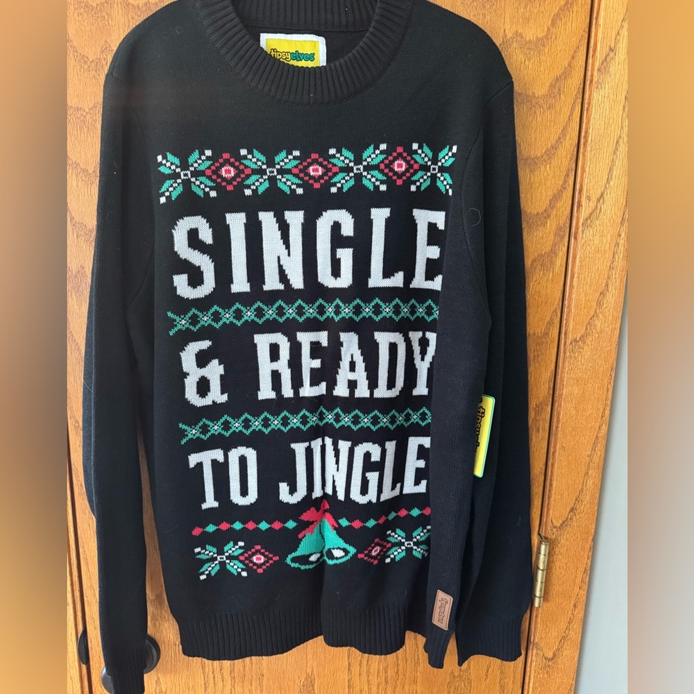 Tipsy Elves Single & Ready to Jingle Sweater Men’s Size Large NWT Christmas